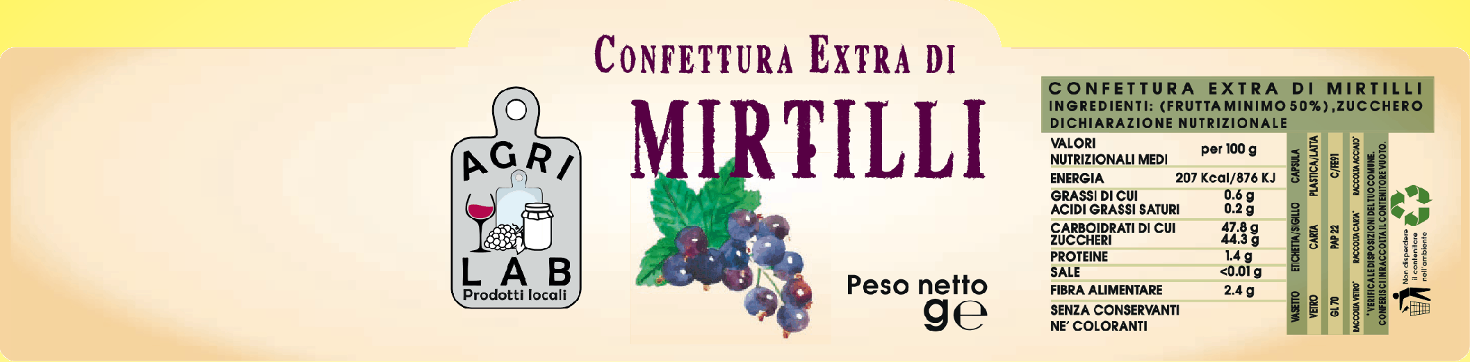 Confettura Extra di Mirtilli - etichetta