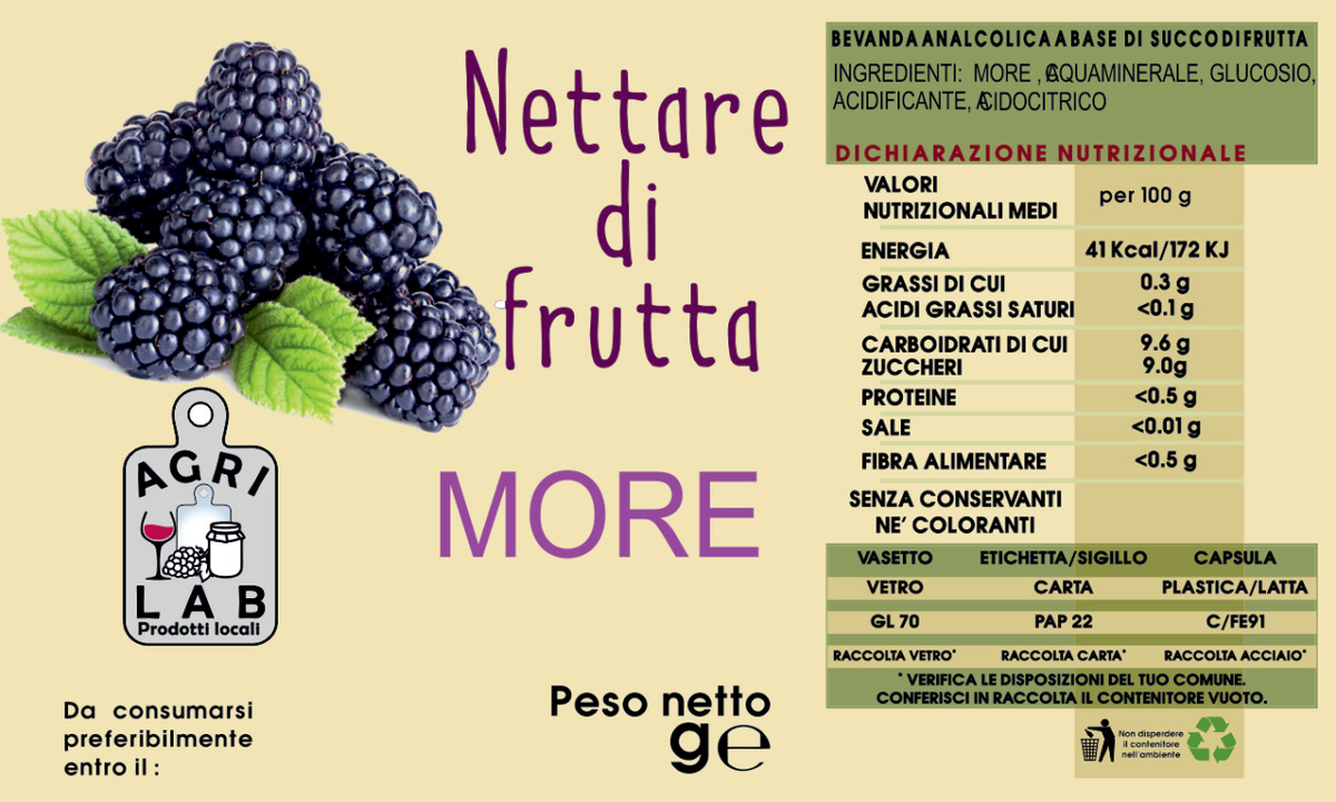 Nettare di frutta MORE - etichetta