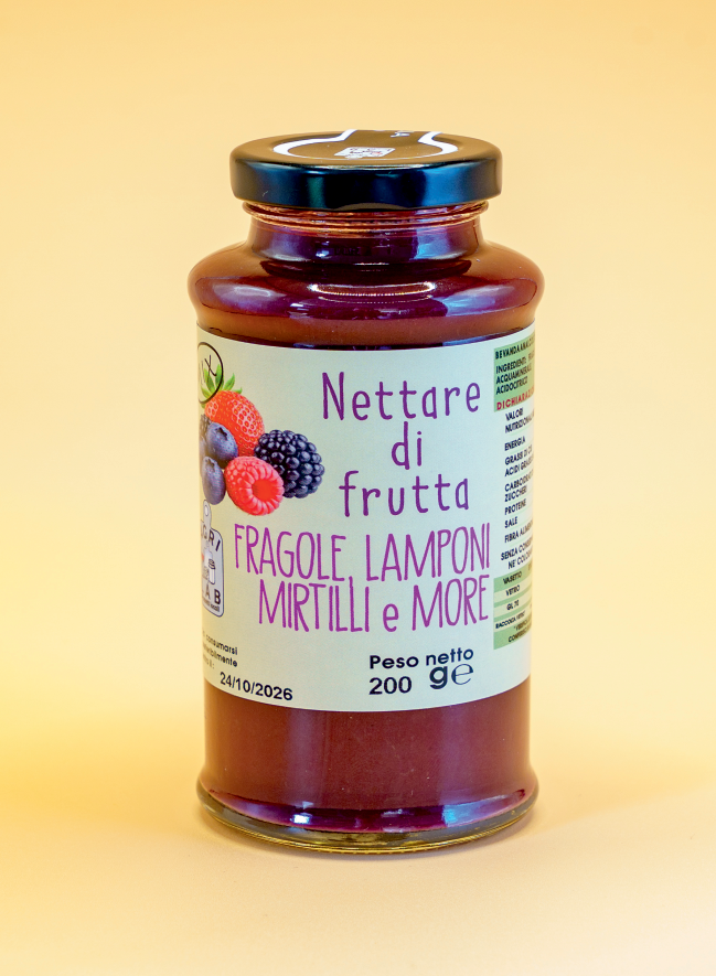 Nettare di frutta FRAGOLE, LAMPONI, MIRTILLI e MORE - foto prodotto