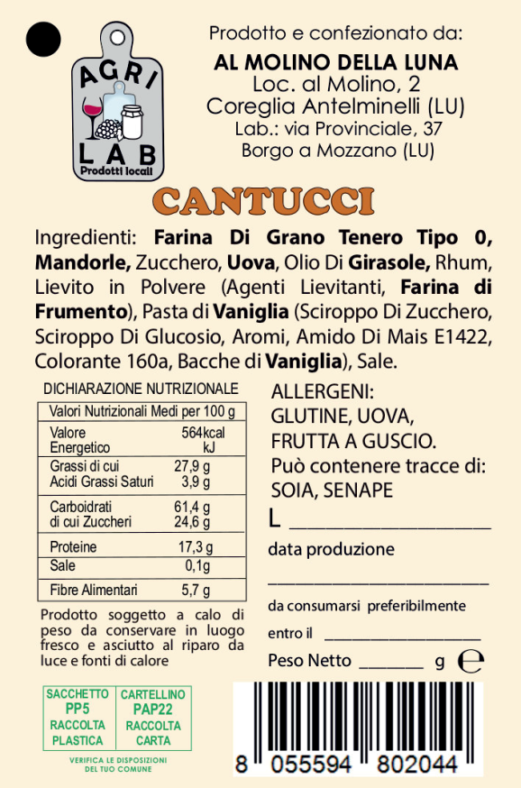 Cantucci - etichetta